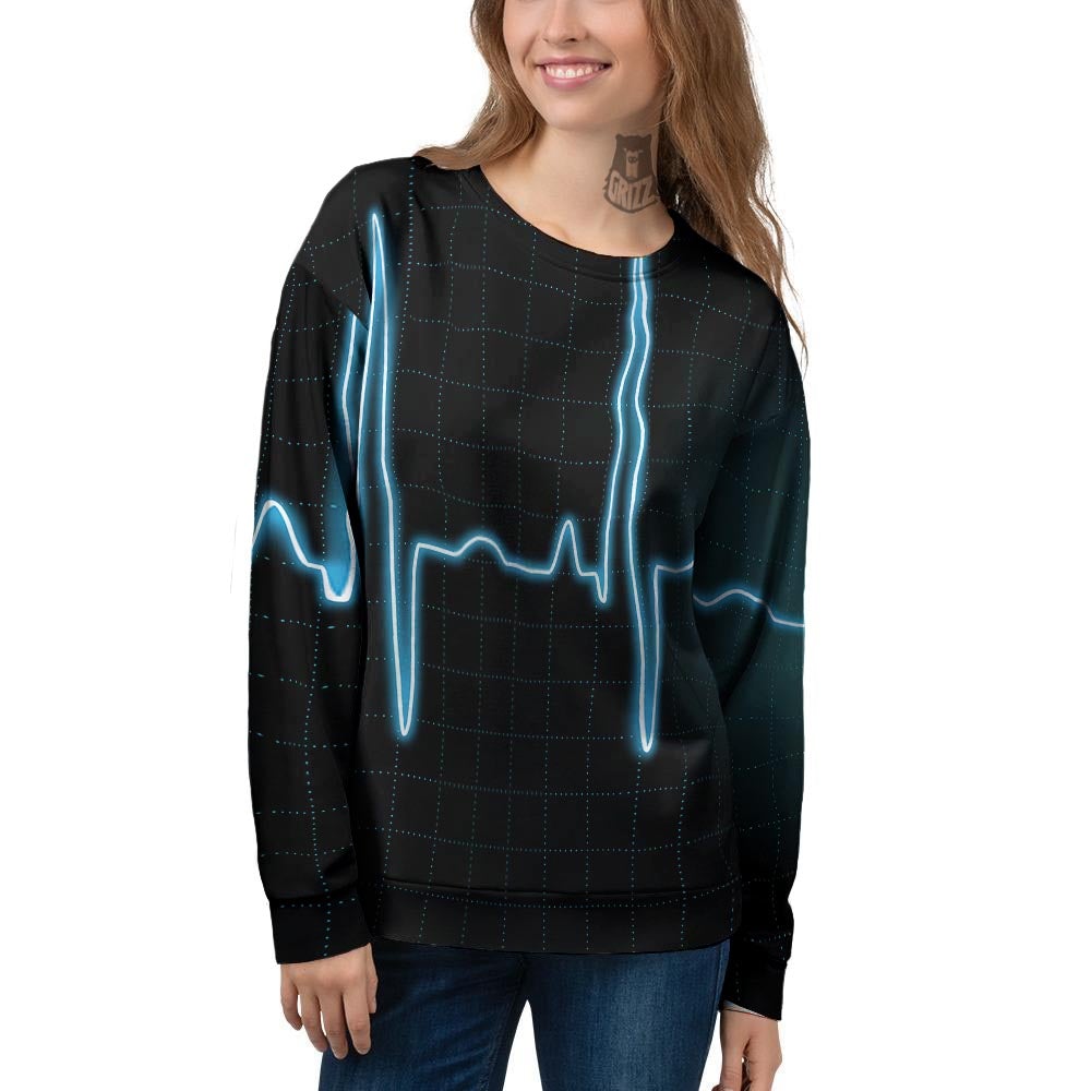 Heartbeat Teal Print Women's Sweatshirt-grizzshop