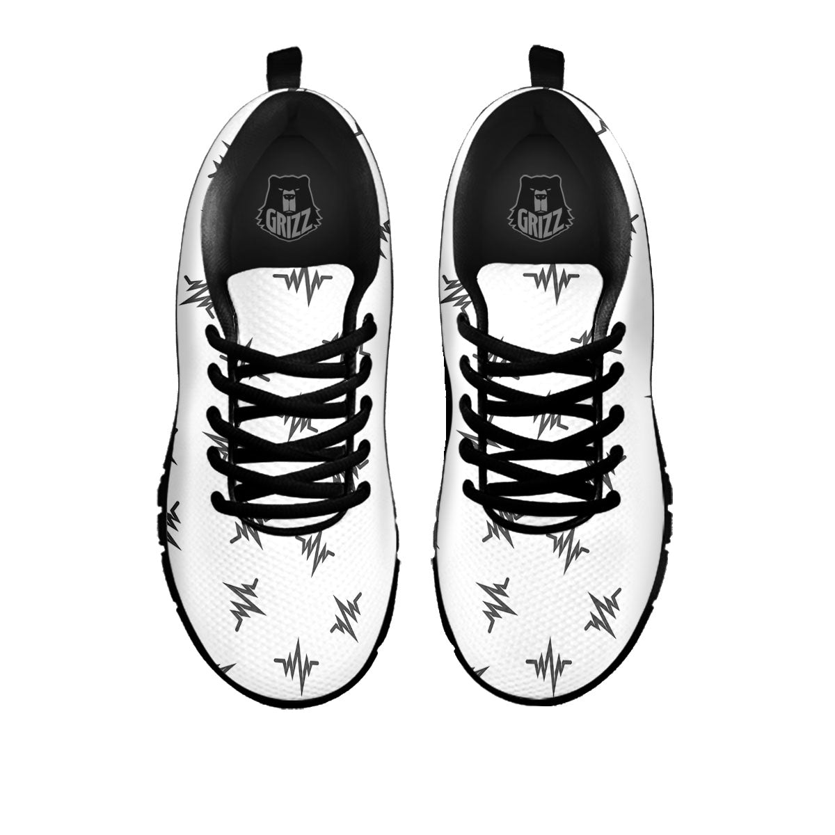 Heartbeat White And Black Print Pattern Black Sneaker-grizzshop