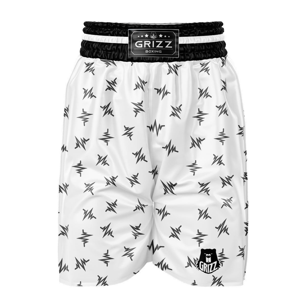 Heartbeat White And Black Print Pattern Boxing Shorts-grizzshop