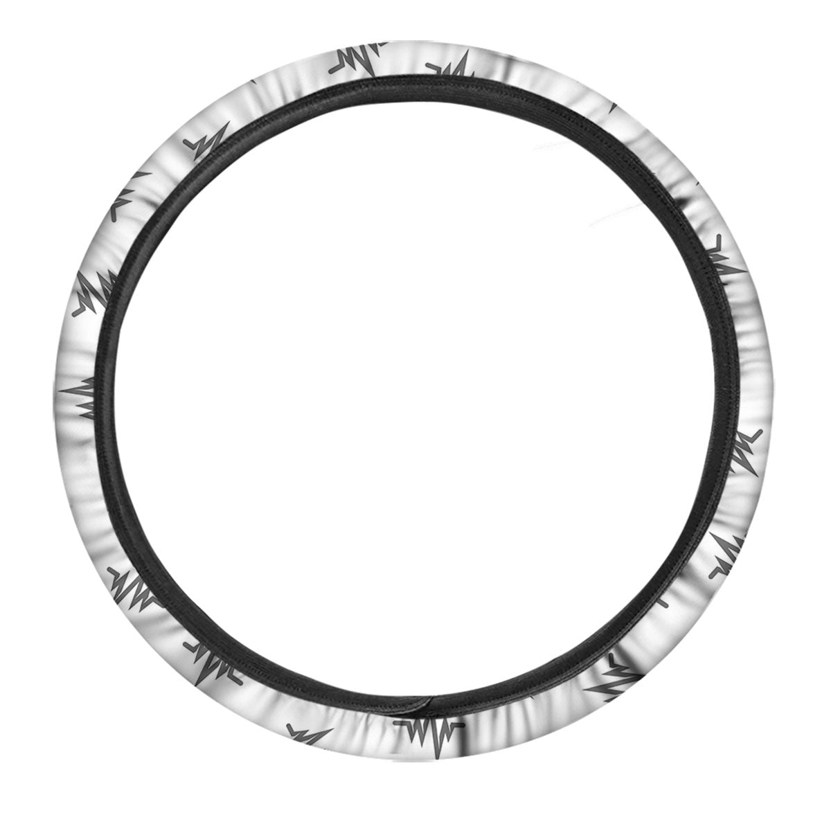 Heartbeat White And Black Print Pattern Car Steering Wheel Cover-grizzshop
