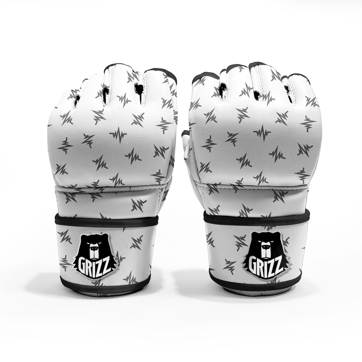 Heartbeat White And Black Print Pattern MMA Gloves-grizzshop