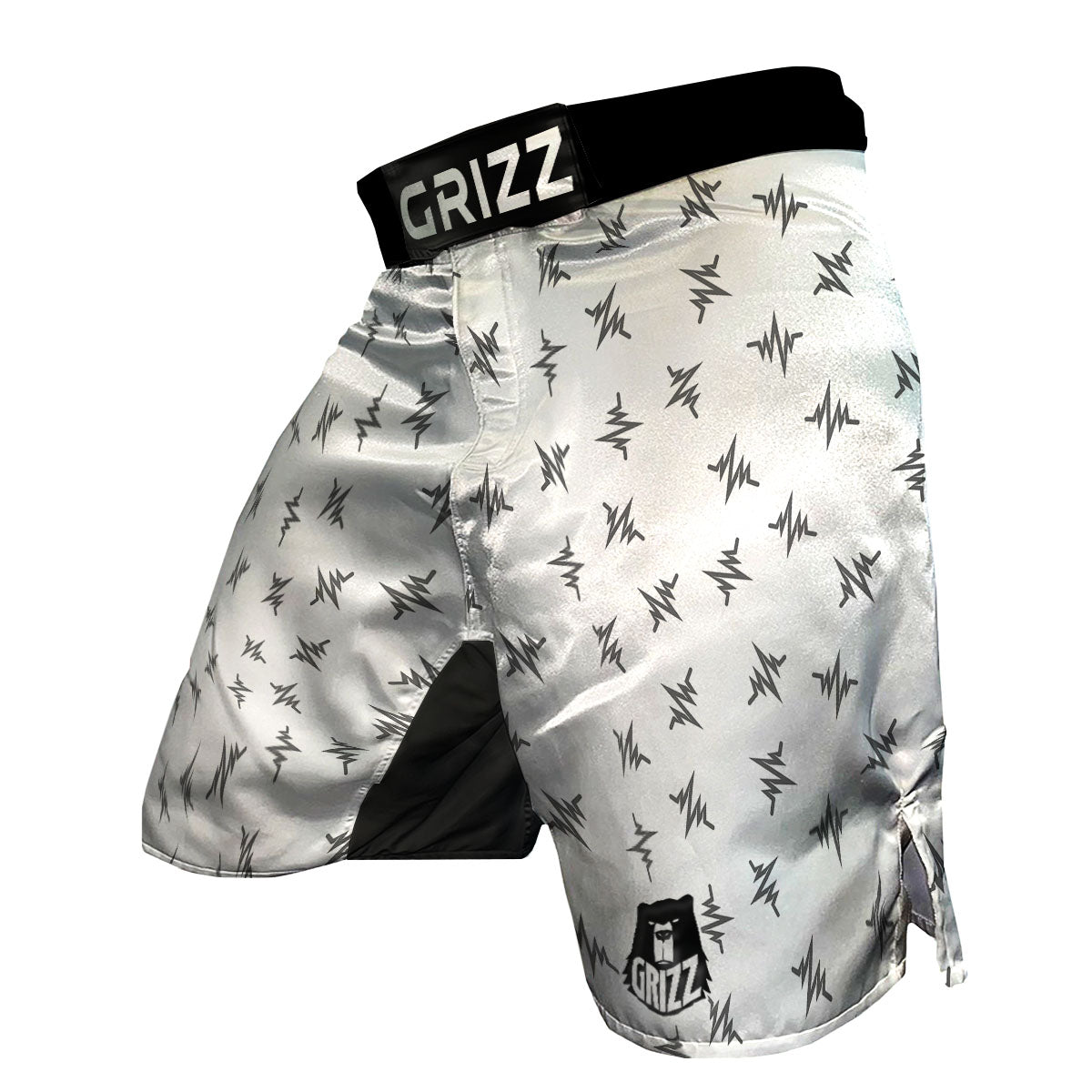 Heartbeat White And Black Print Pattern MMA Shorts-grizzshop