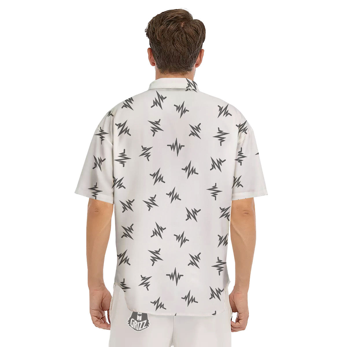 Heartbeat White And Black Print Pattern Men's Short Sleeve Shirts-grizzshop