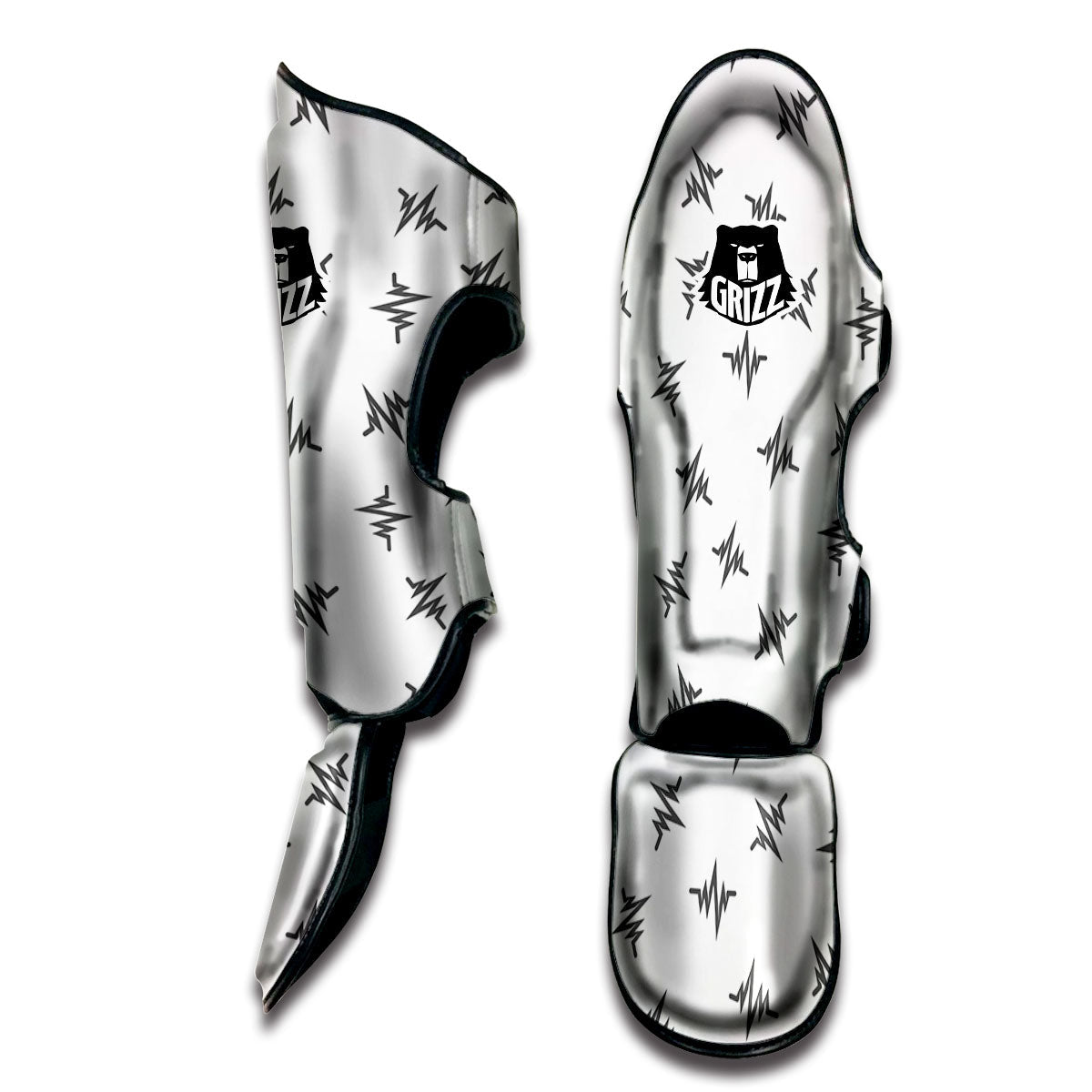 Heartbeat White And Black Print Pattern Muay Thai Shin Guards-grizzshop