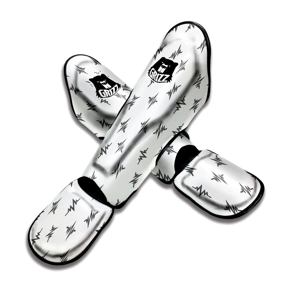 Heartbeat White And Black Print Pattern Muay Thai Shin Guards-grizzshop