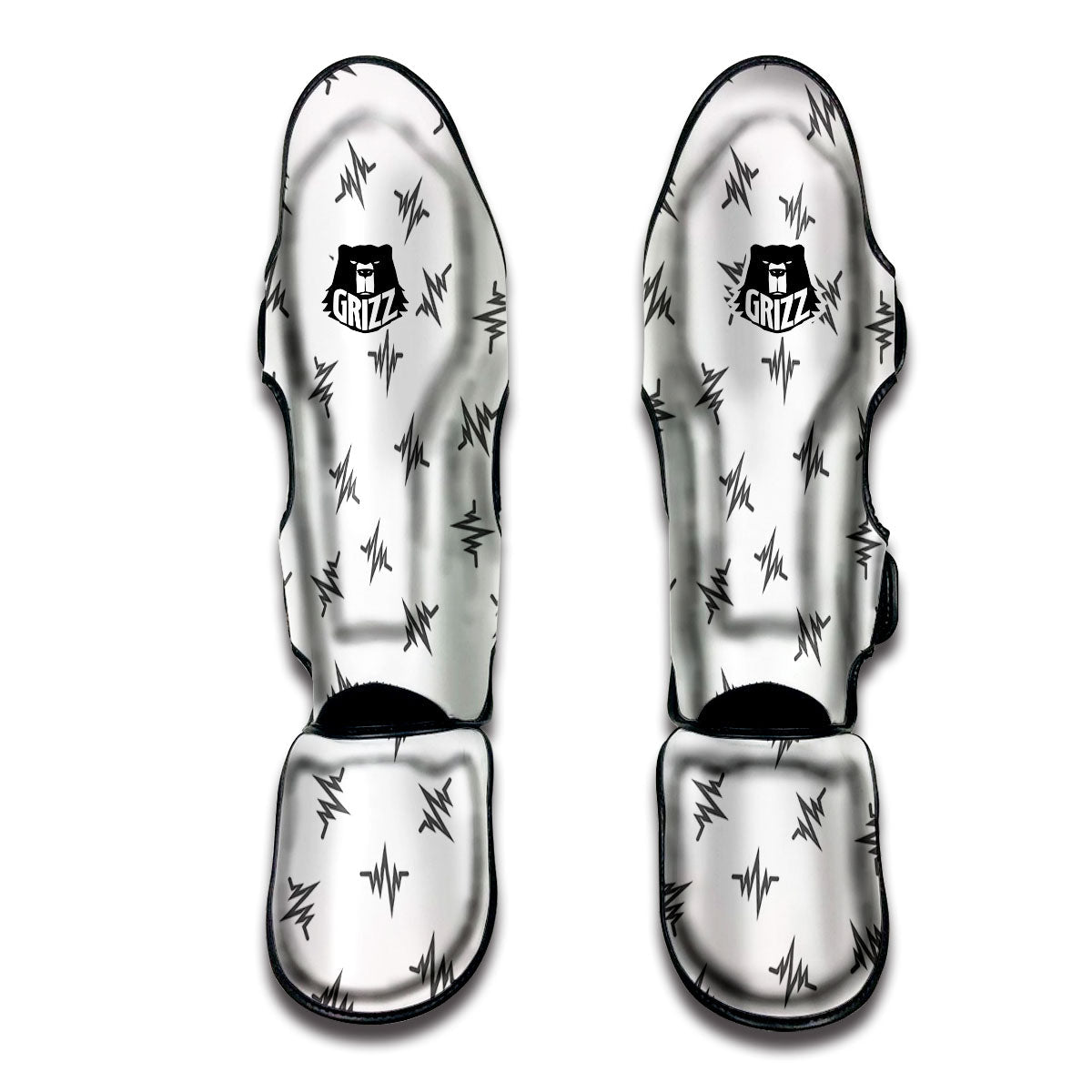 Heartbeat White And Black Print Pattern Muay Thai Shin Guards-grizzshop