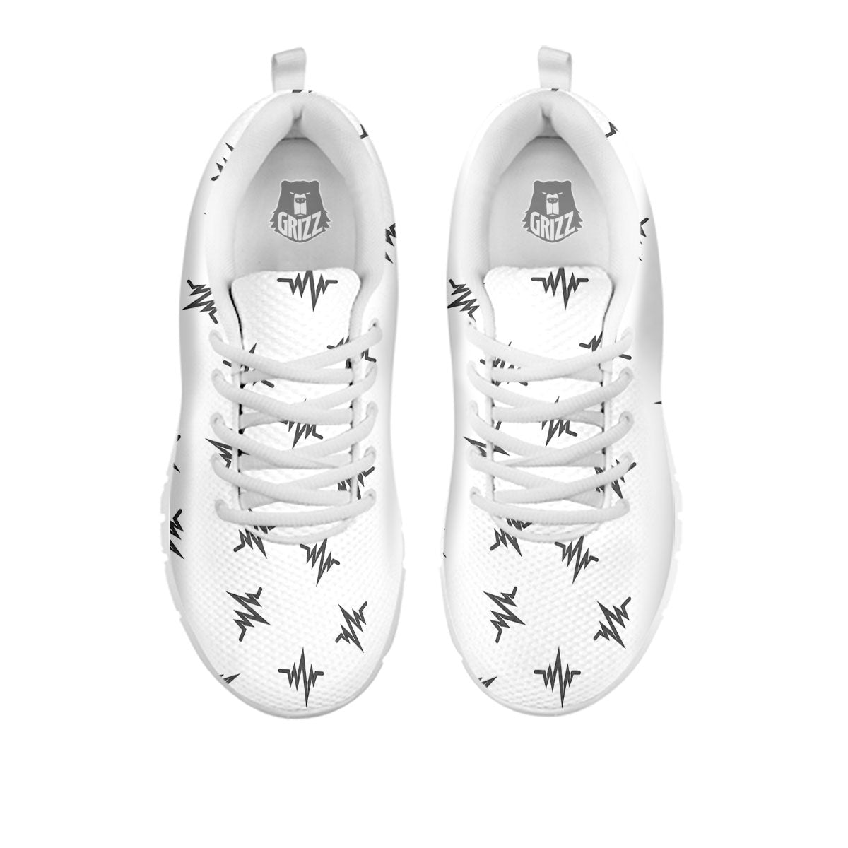 Heartbeat White And Black Print Pattern White Sneaker-grizzshop