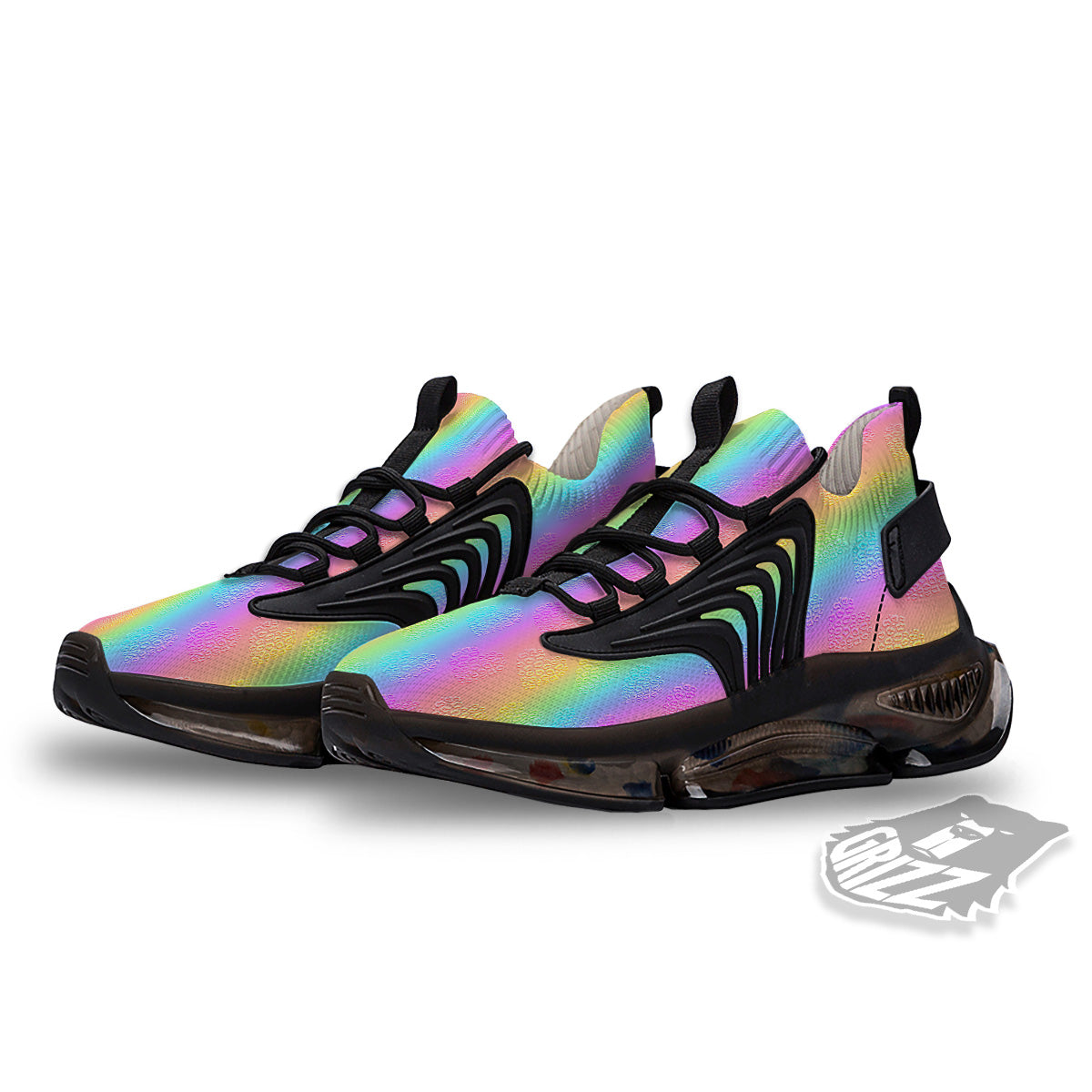 Hearts Rainbow Leopard Print Pattern Black Gym Shoes-grizzshop
