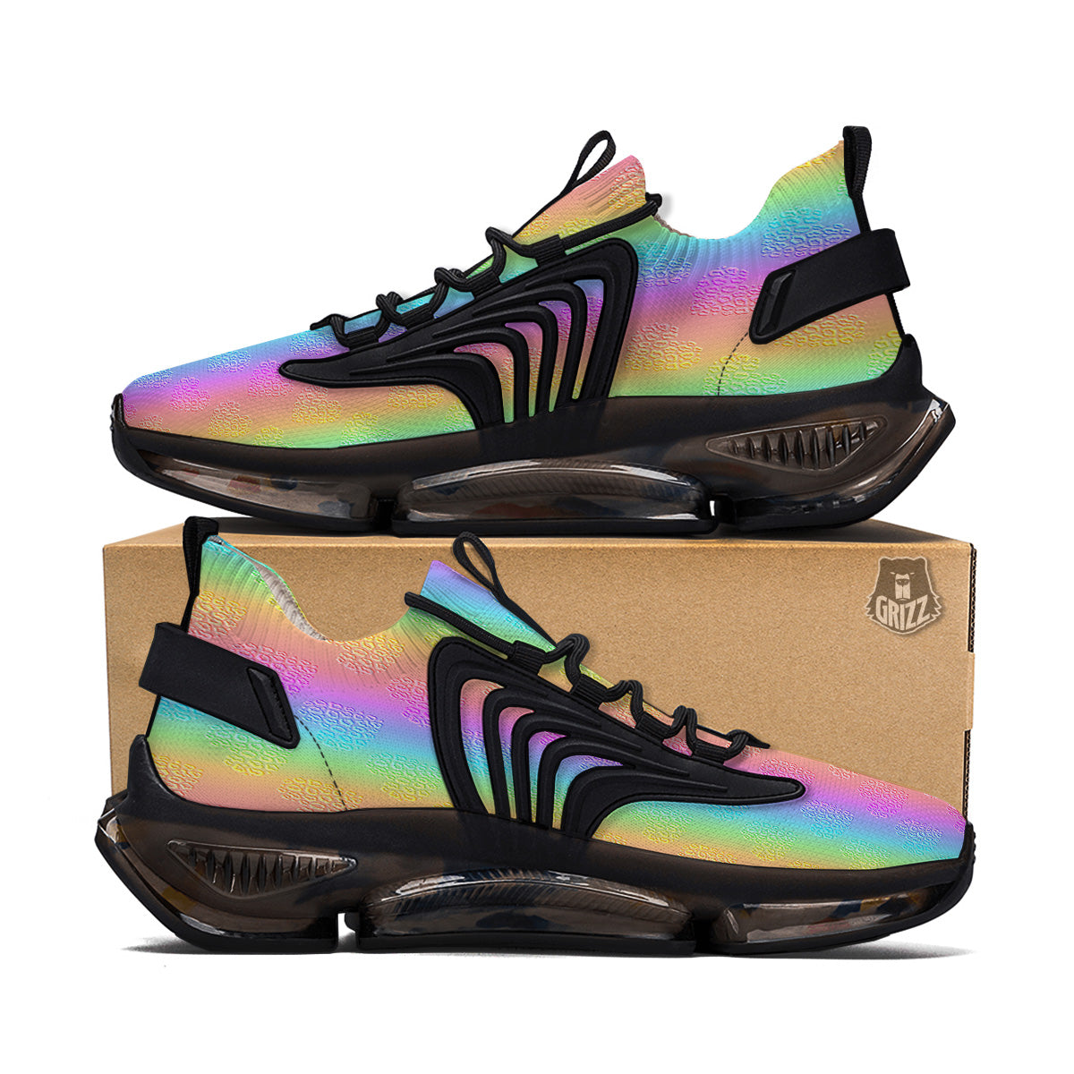 Hearts Rainbow Leopard Print Pattern Black Gym Shoes-grizzshop