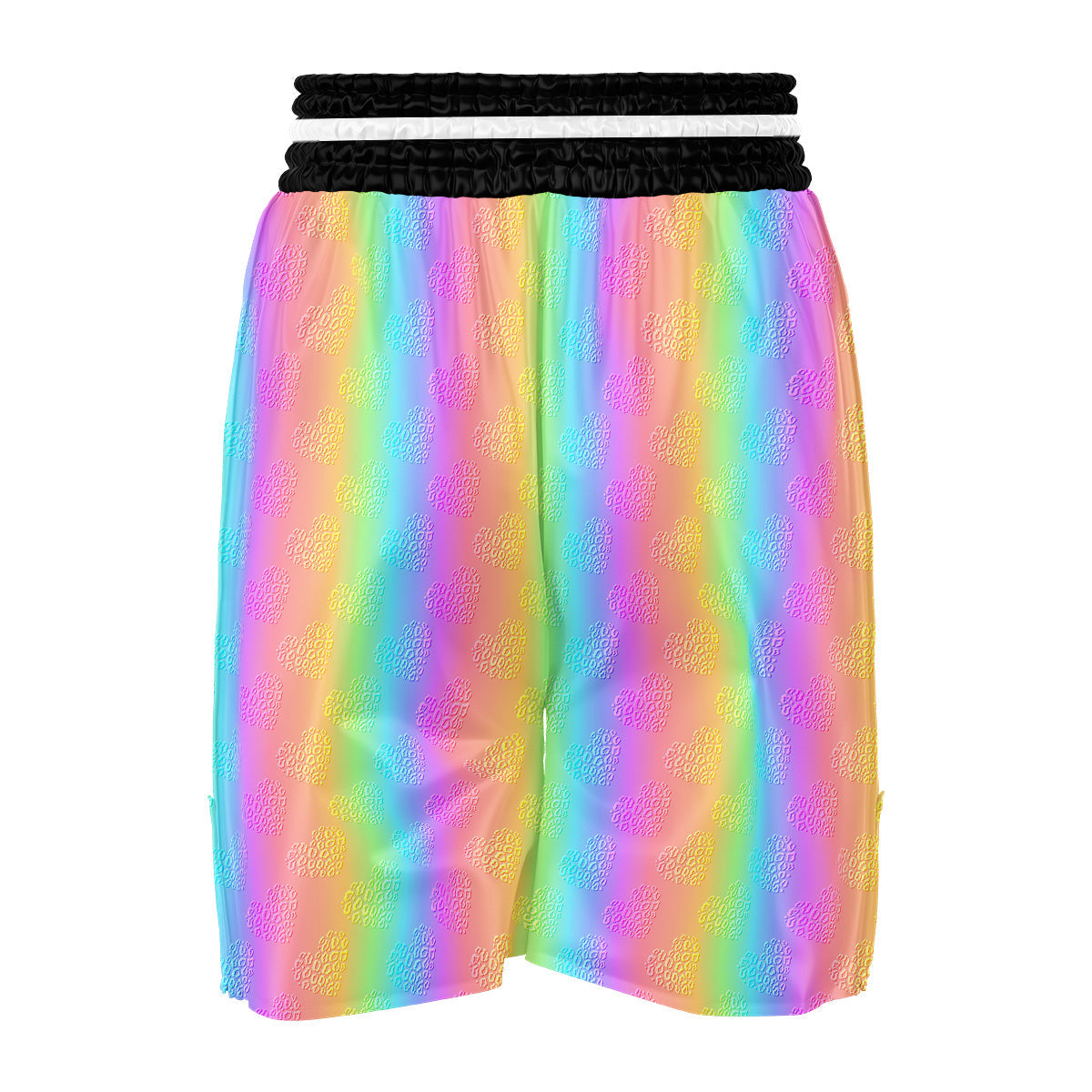 Hearts Rainbow Leopard Print Pattern Boxing Shorts-grizzshop