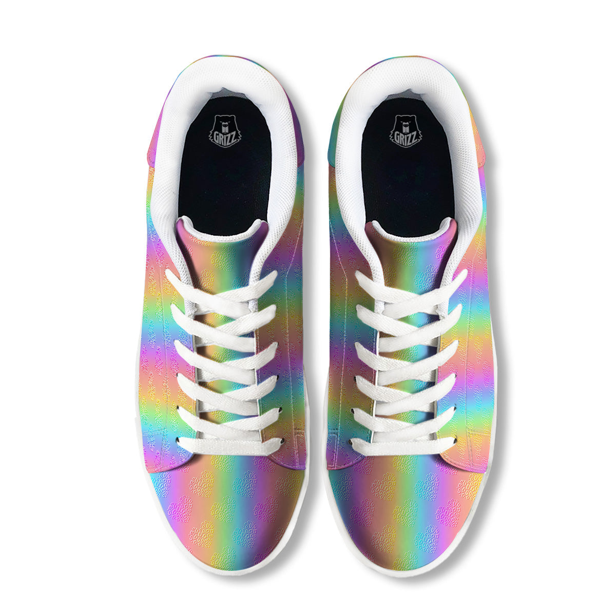 Hearts Rainbow Leopard Print Pattern White Low Top Sneakers-grizzshop