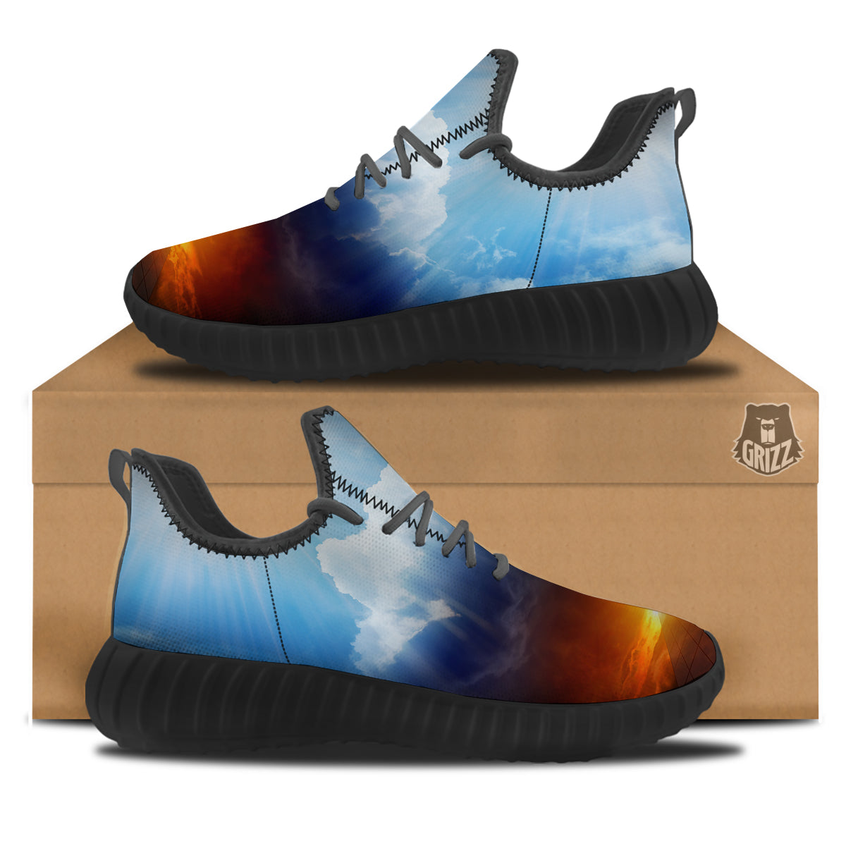 Heaven And Hell Print Black Walking Shoes-grizzshop