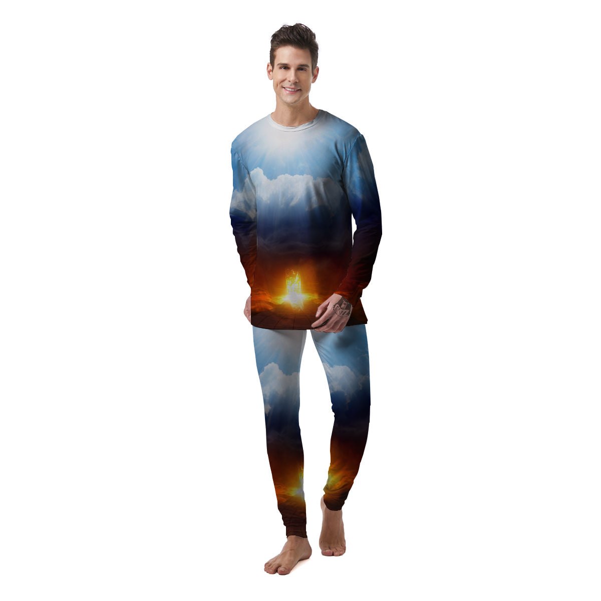 Heaven And Hell Print Men's Pajamas-grizzshop