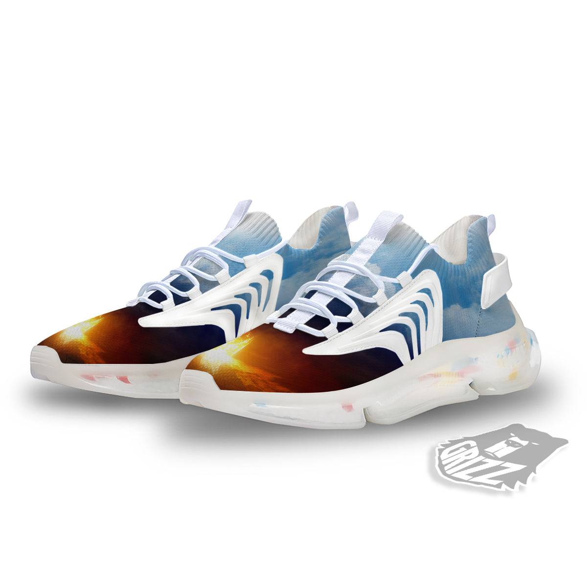 Heaven And Hell Print White Gym Shoes-grizzshop