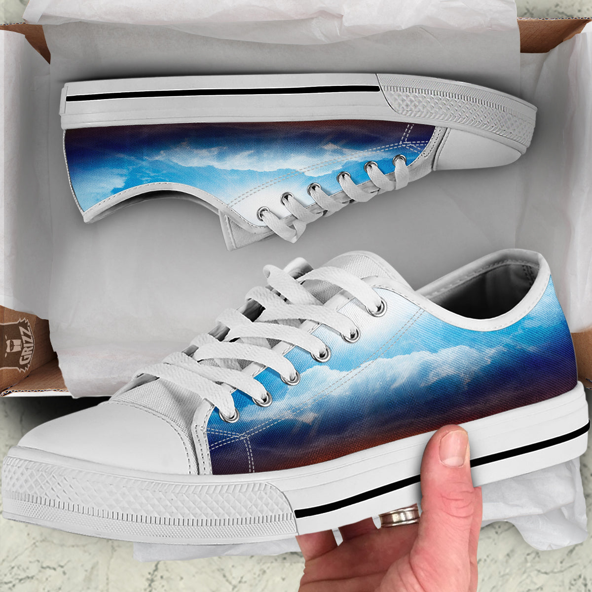 Heaven And Hell Print White Low Top Shoes-grizzshop