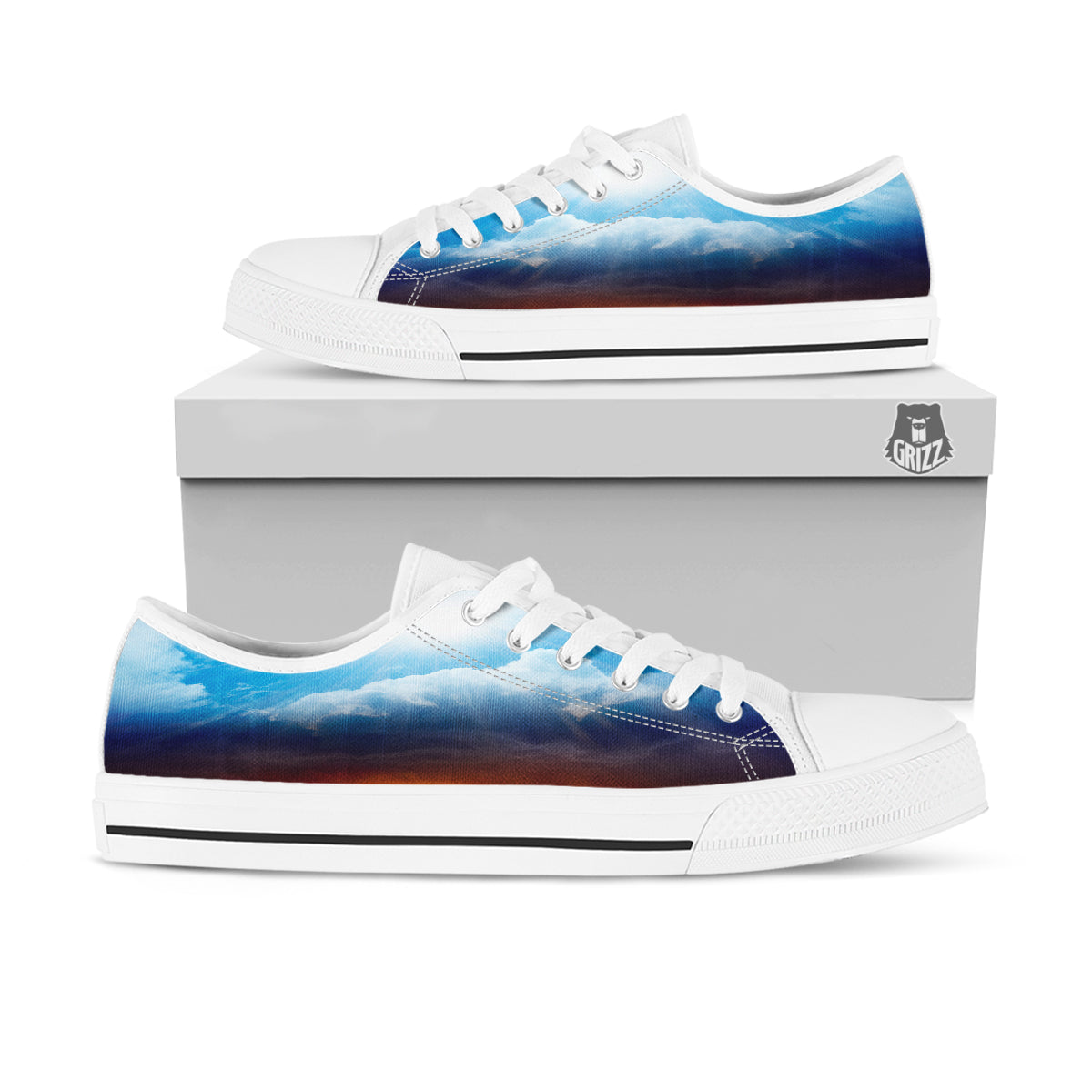Heaven And Hell Print White Low Top Shoes-grizzshop