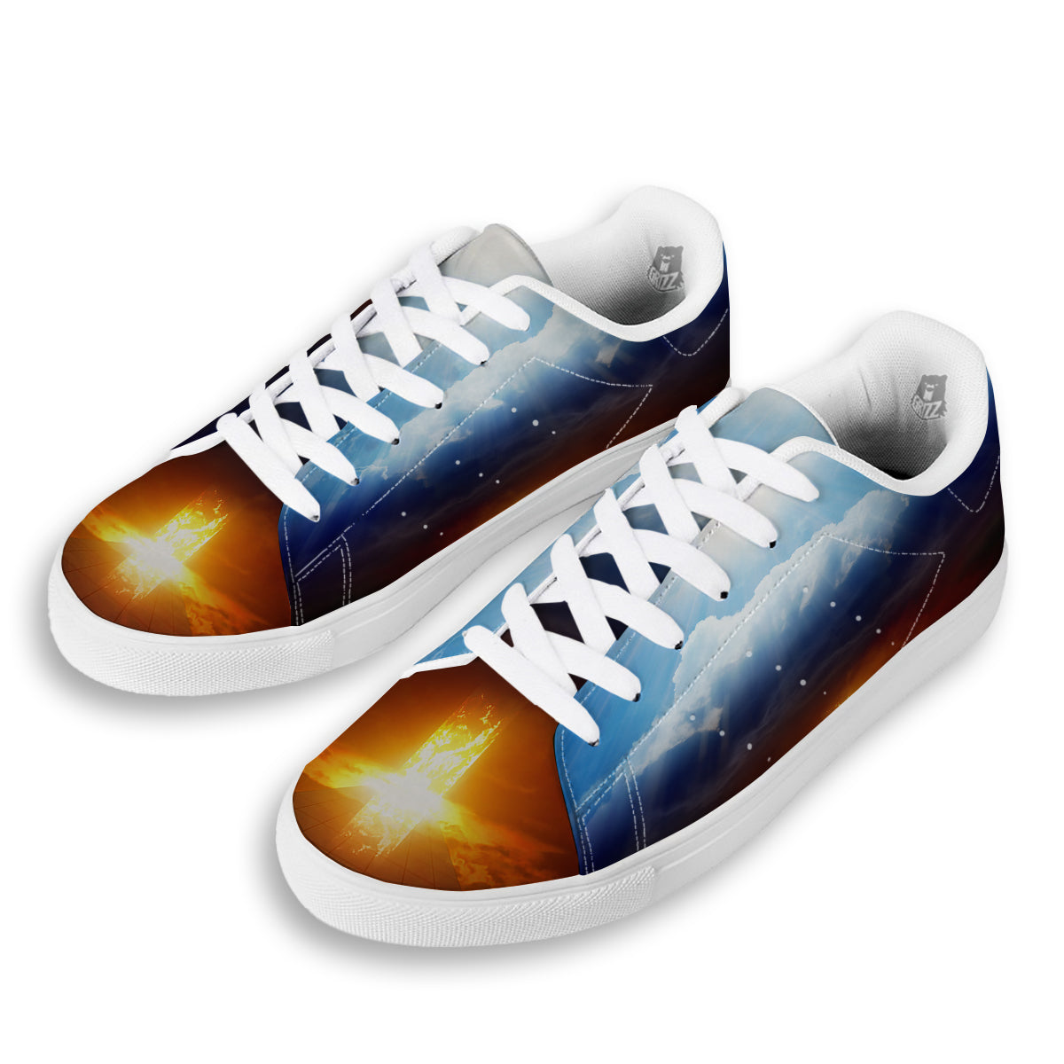 Heaven And Hell Print White Low Top Sneakers-grizzshop