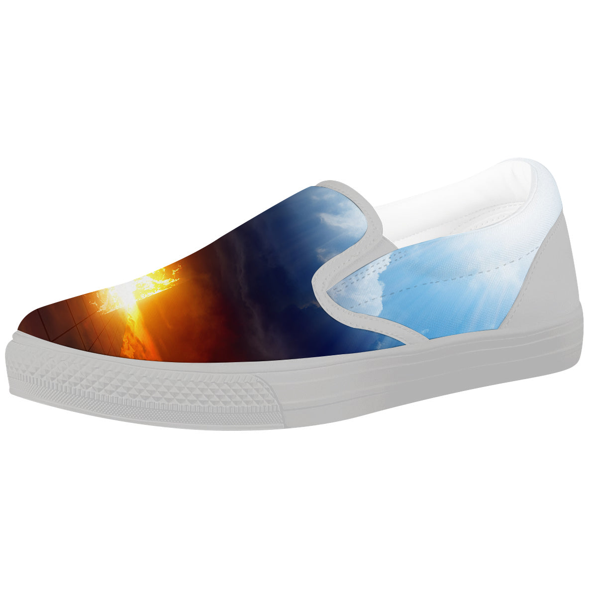 Heaven And Hell Print White Slip On Shoes-grizzshop