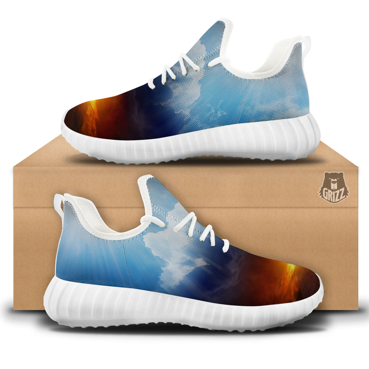 Heaven And Hell Print White Walking Shoes-grizzshop