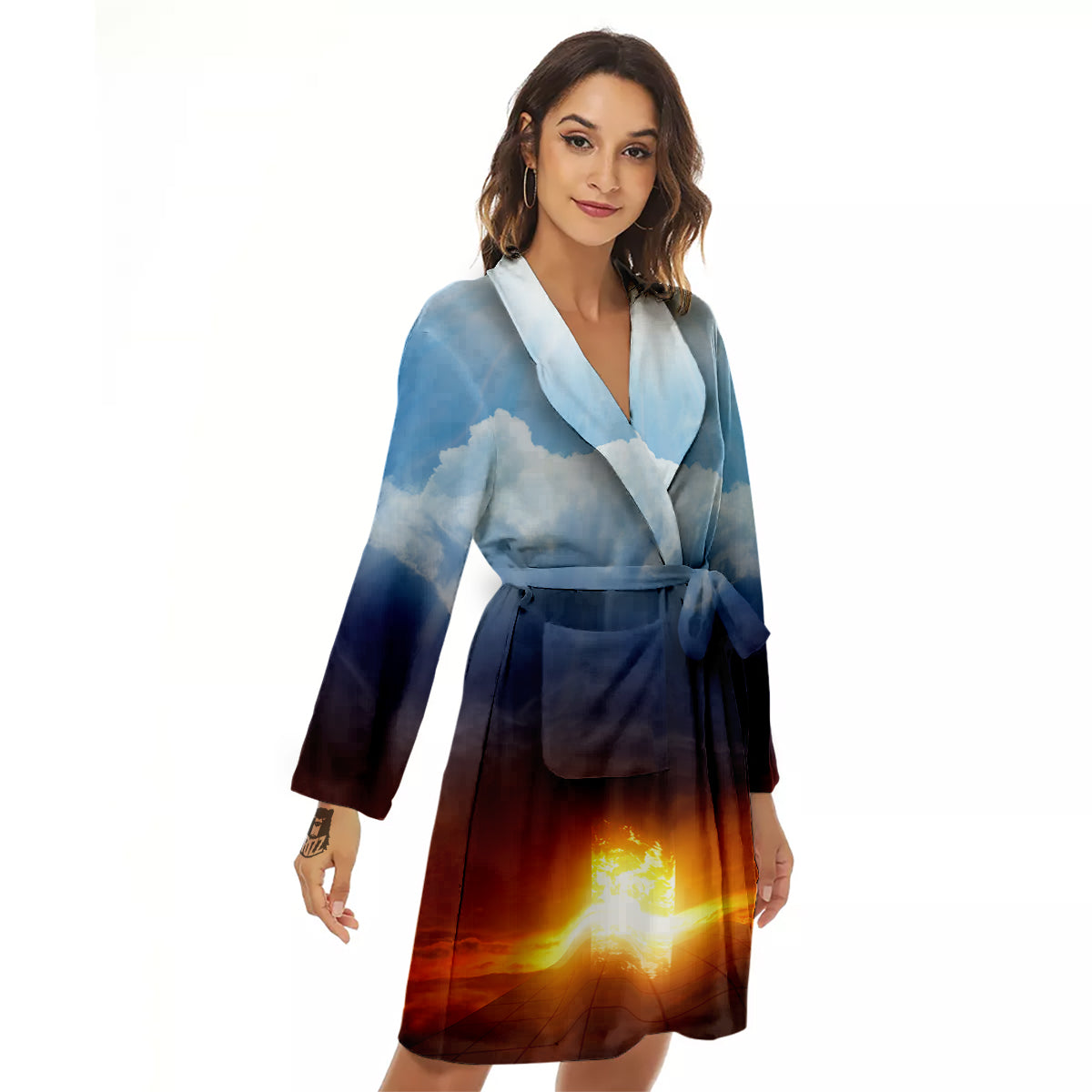 Heaven And Hell Print Women's Robe-grizzshop