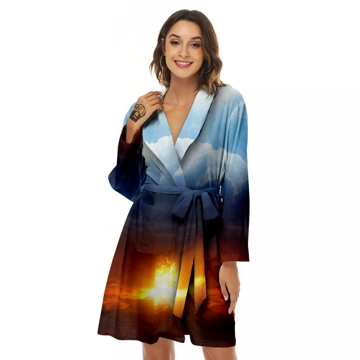 Heaven And Hell Print Women's Robe-grizzshop