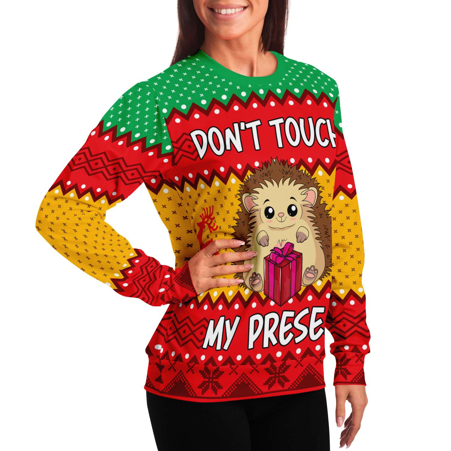 Hedgehog Don't touch my Present Ugly Christmas Sweater-grizzshop