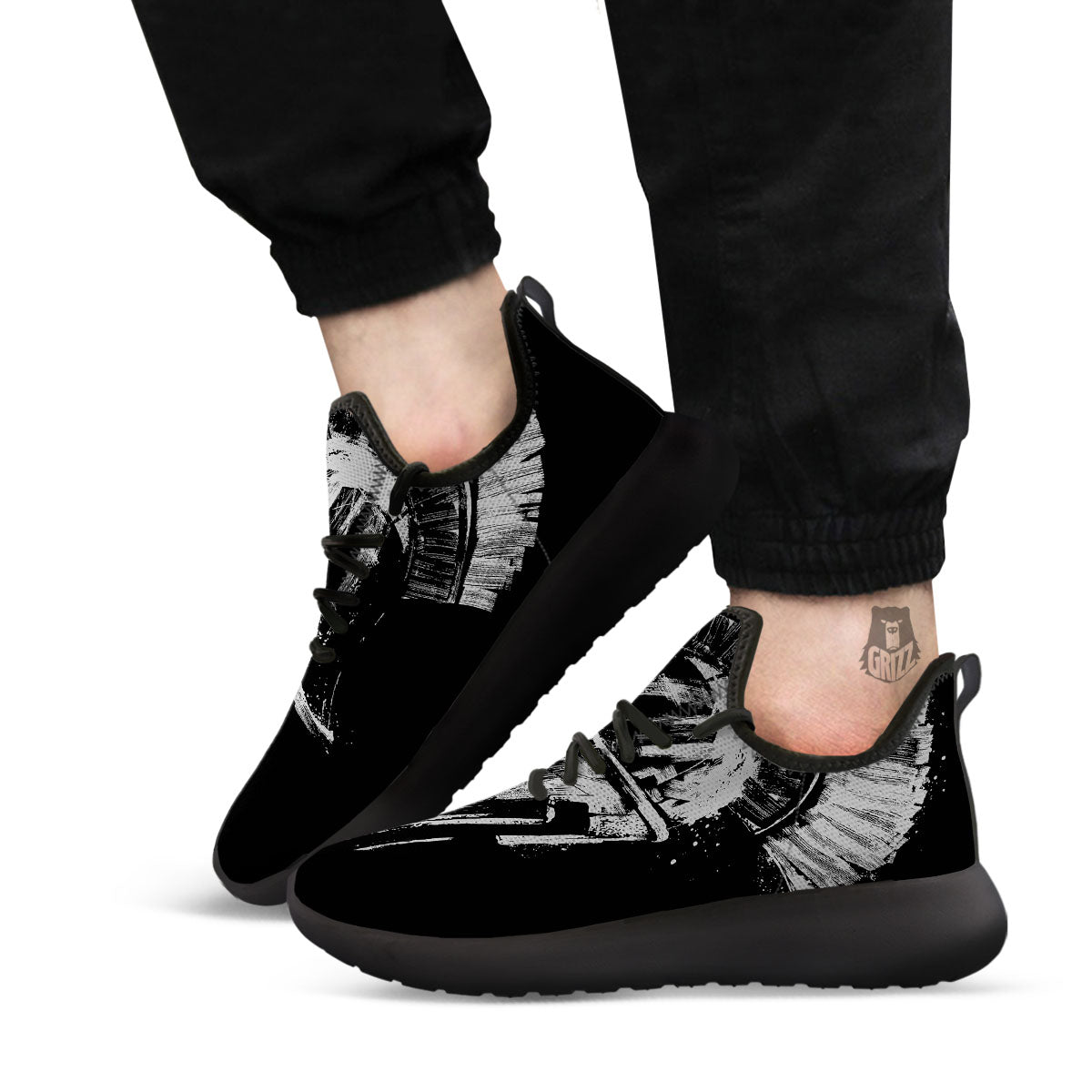 Helmet Ancient Spartan Print Black Athletic Shoes-grizzshop