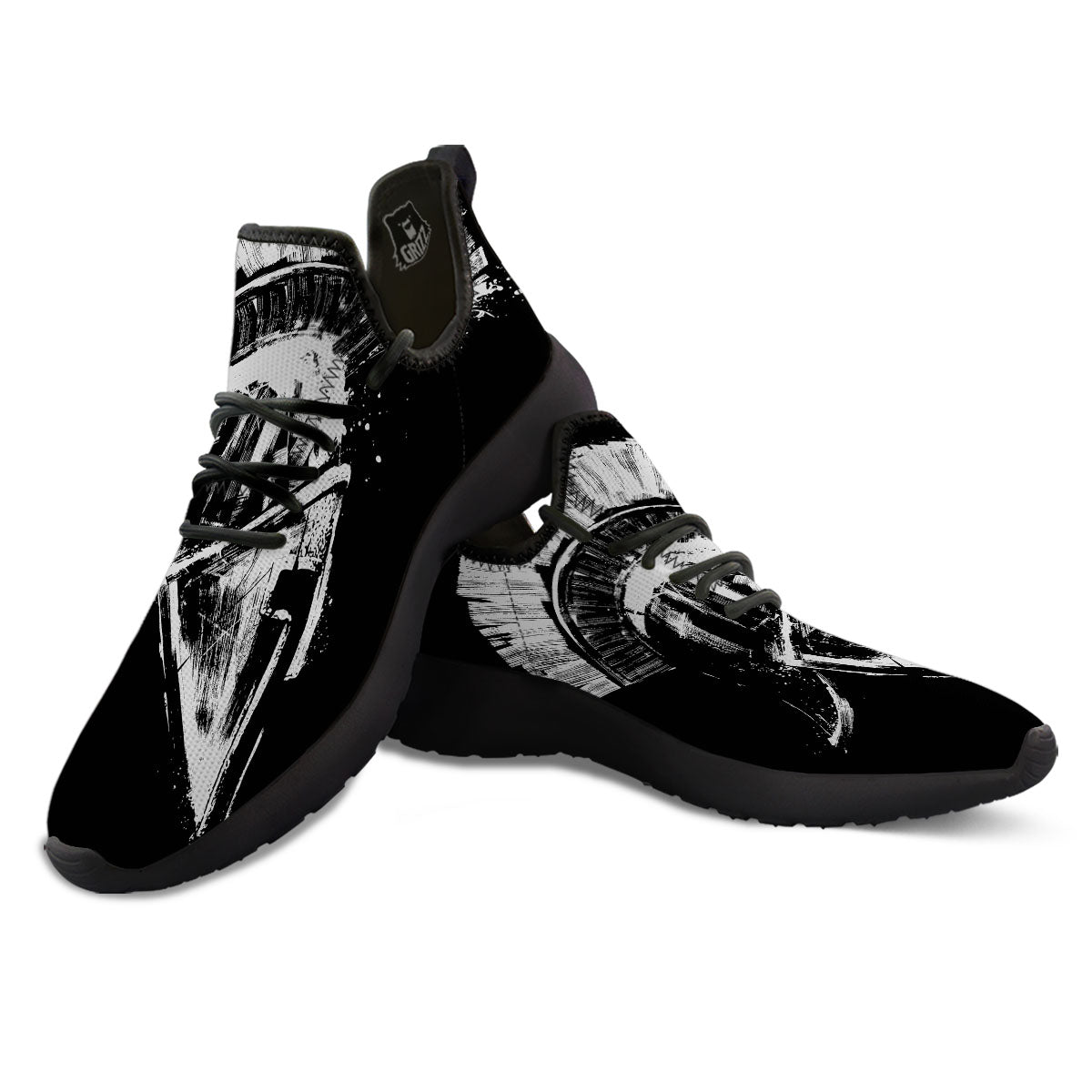 Helmet Ancient Spartan Print Black Athletic Shoes-grizzshop
