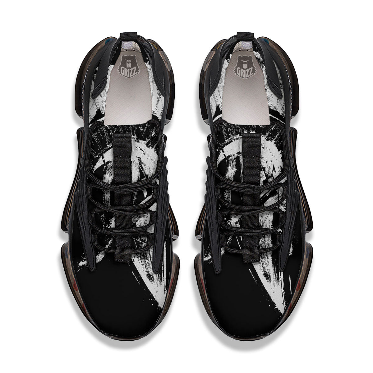 Helmet Ancient Spartan Print Black Gym Shoes-grizzshop