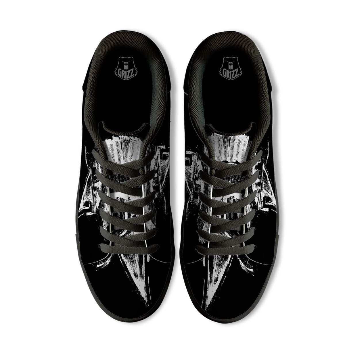 Helmet Ancient Spartan Print Black Low Top Sneakers-grizzshop