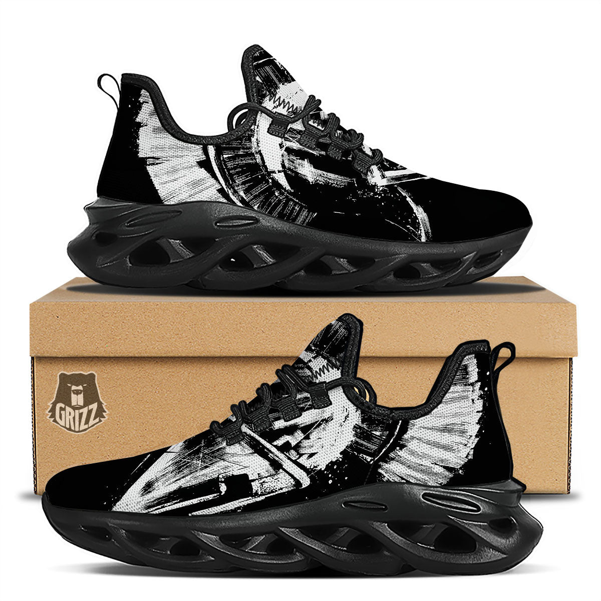 Helmet Ancient Spartan Print Black Running Shoes-grizzshop