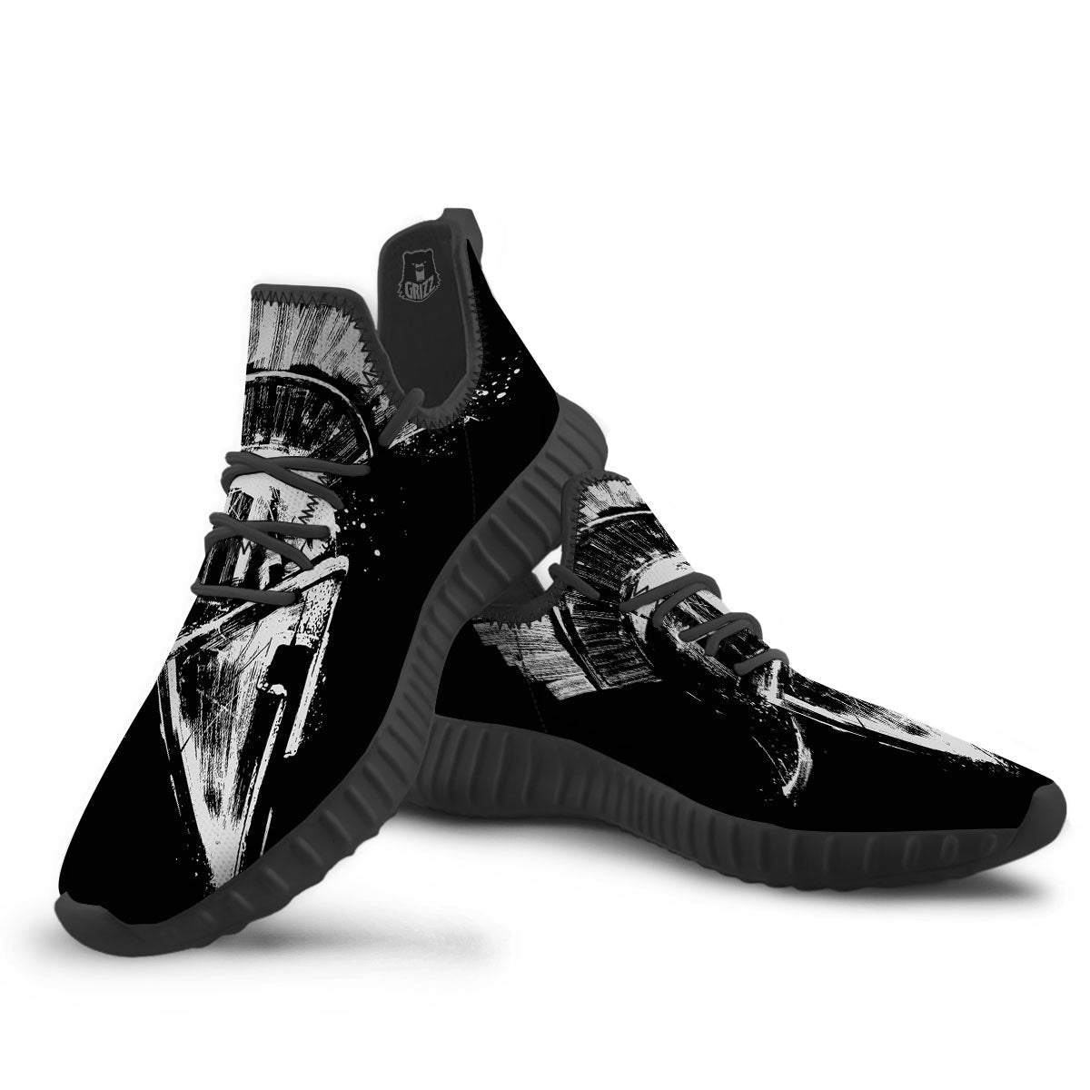 Helmet Ancient Spartan Print Black Walking Shoes-grizzshop