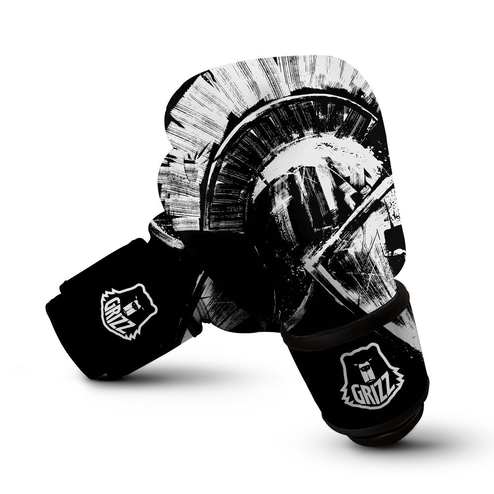 Helmet Ancient Spartan Print Boxing Gloves-grizzshop