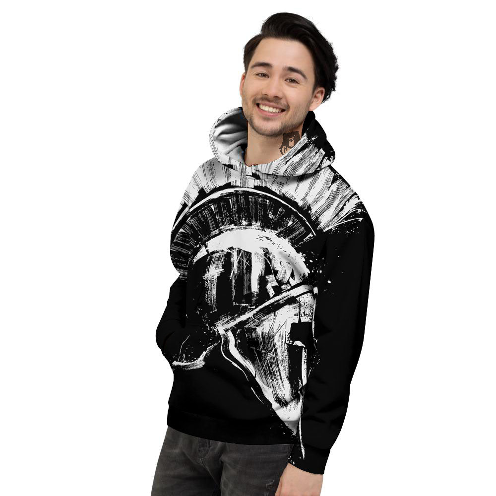 Helmet Ancient Spartan Print Men's Hoodie-grizzshop