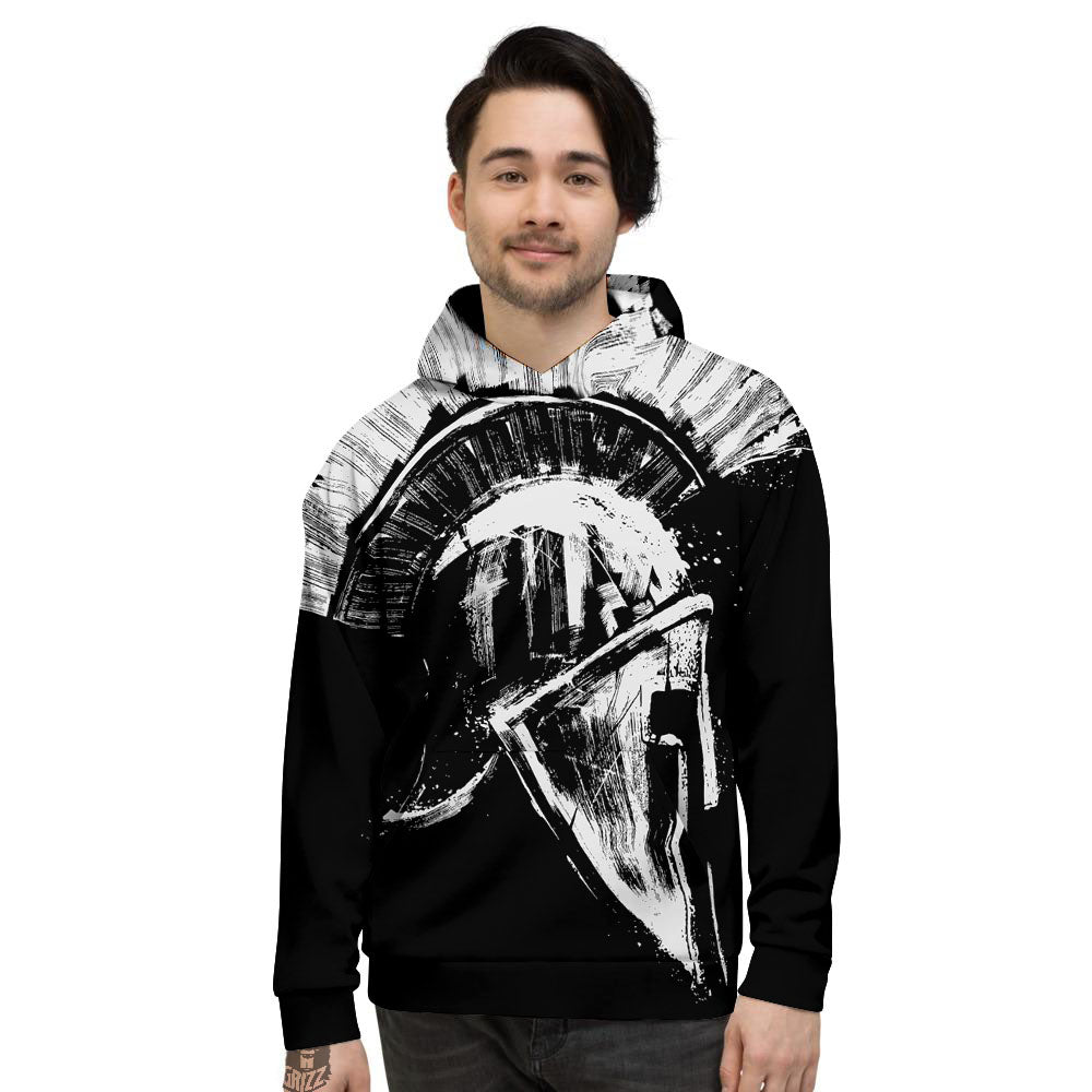 Helmet Ancient Spartan Print Men's Hoodie-grizzshop