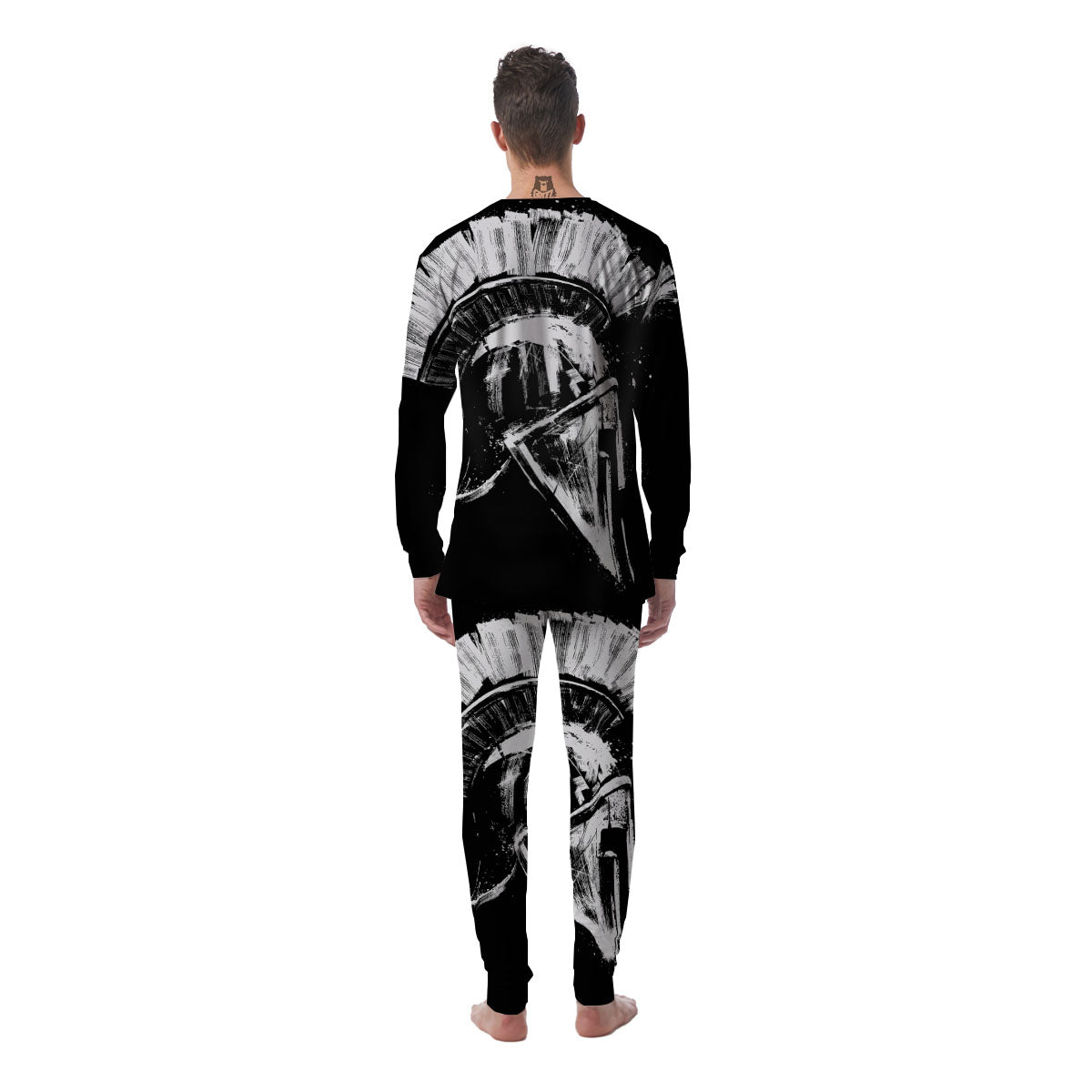 Helmet Ancient Spartan Print Men's Pajamas-grizzshop