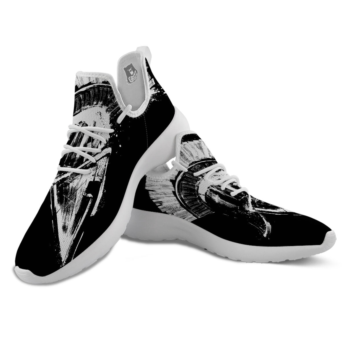 Helmet Ancient Spartan Print White Athletic Shoes-grizzshop