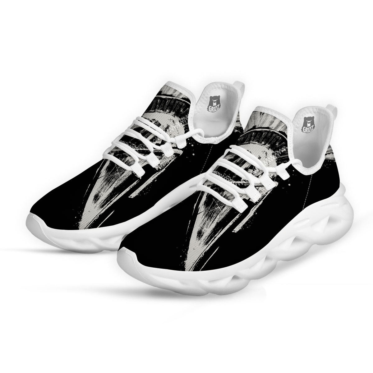 Helmet Ancient Spartan Print White Running Shoes-grizzshop