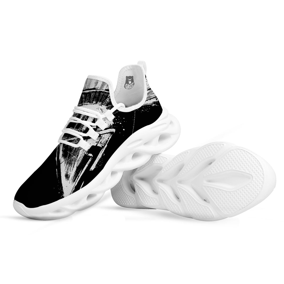 Helmet Ancient Spartan Print White Running Shoes-grizzshop