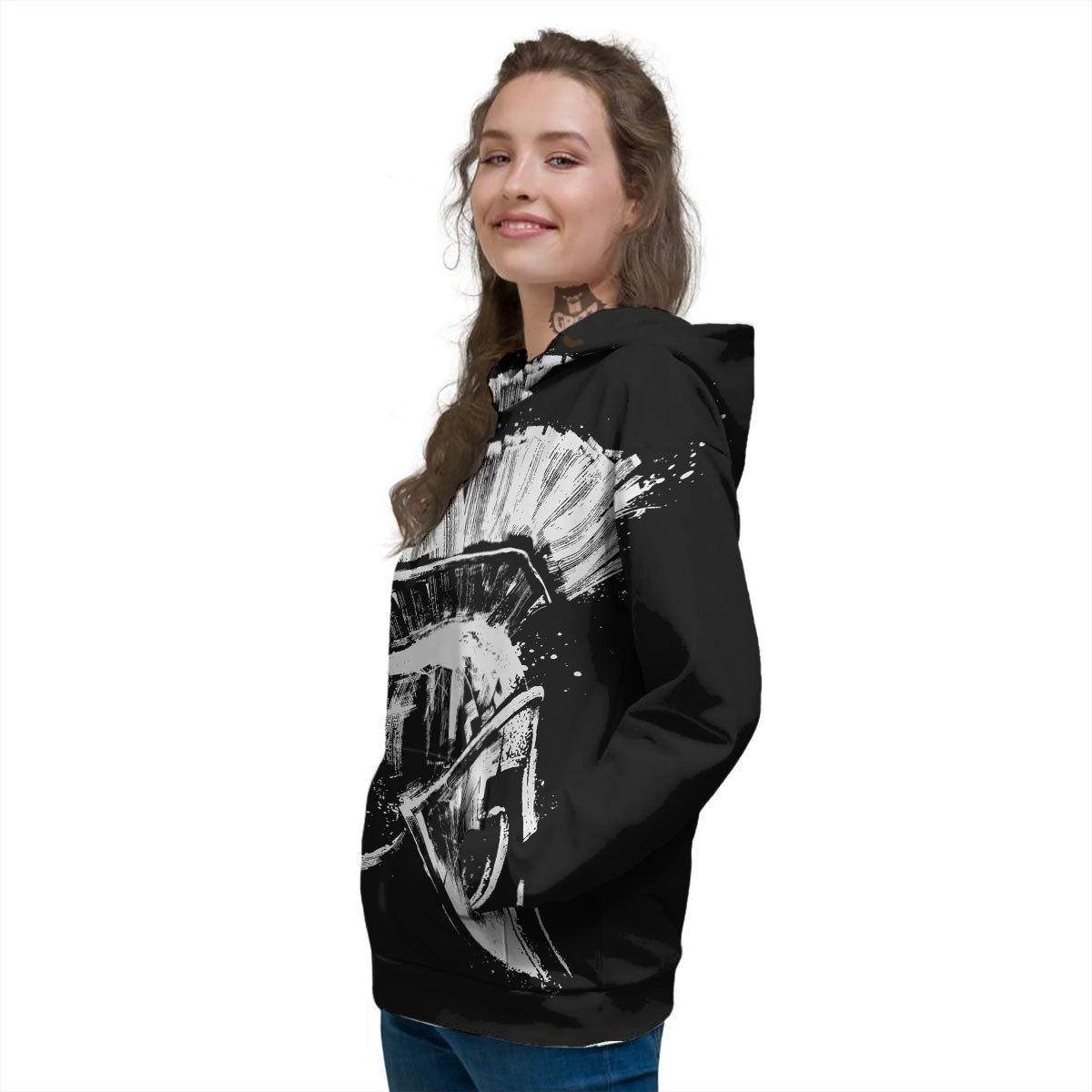 Helmet Ancient Spartan Print Women's Hoodie-grizzshop