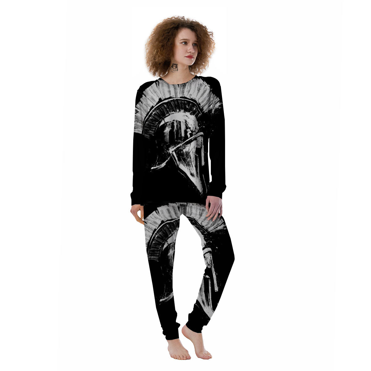 Helmet Ancient Spartan Print Women's Pajamas-grizzshop