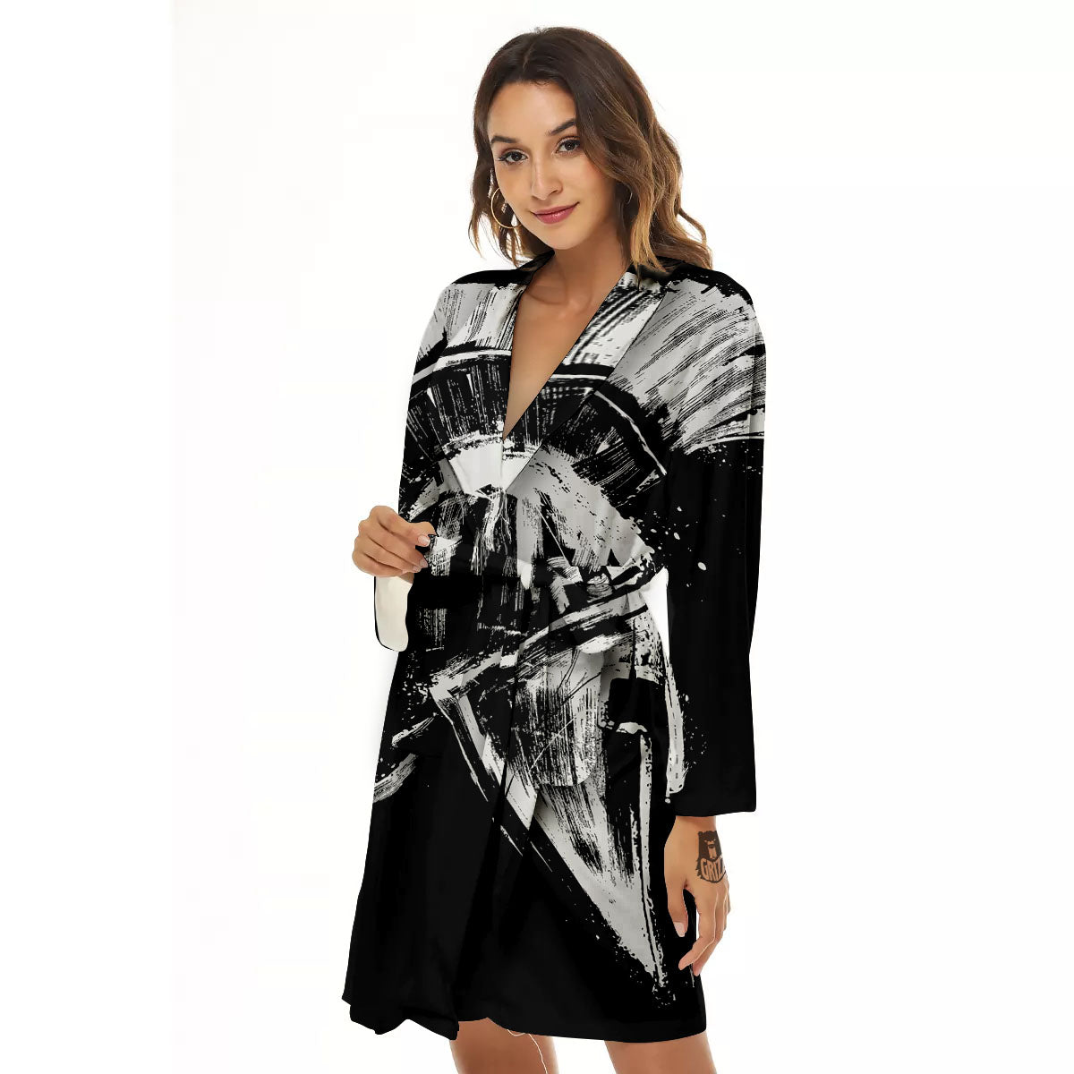 Helmet Ancient Spartan Print Women's Robe-grizzshop