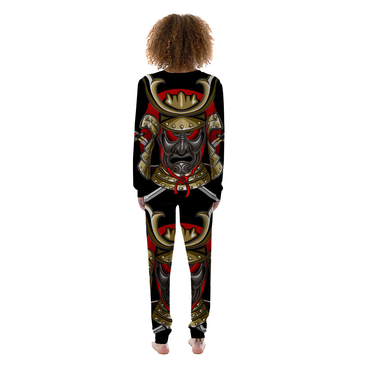 Helmet Japanese Samurai Print Women's Pajamas-grizzshop