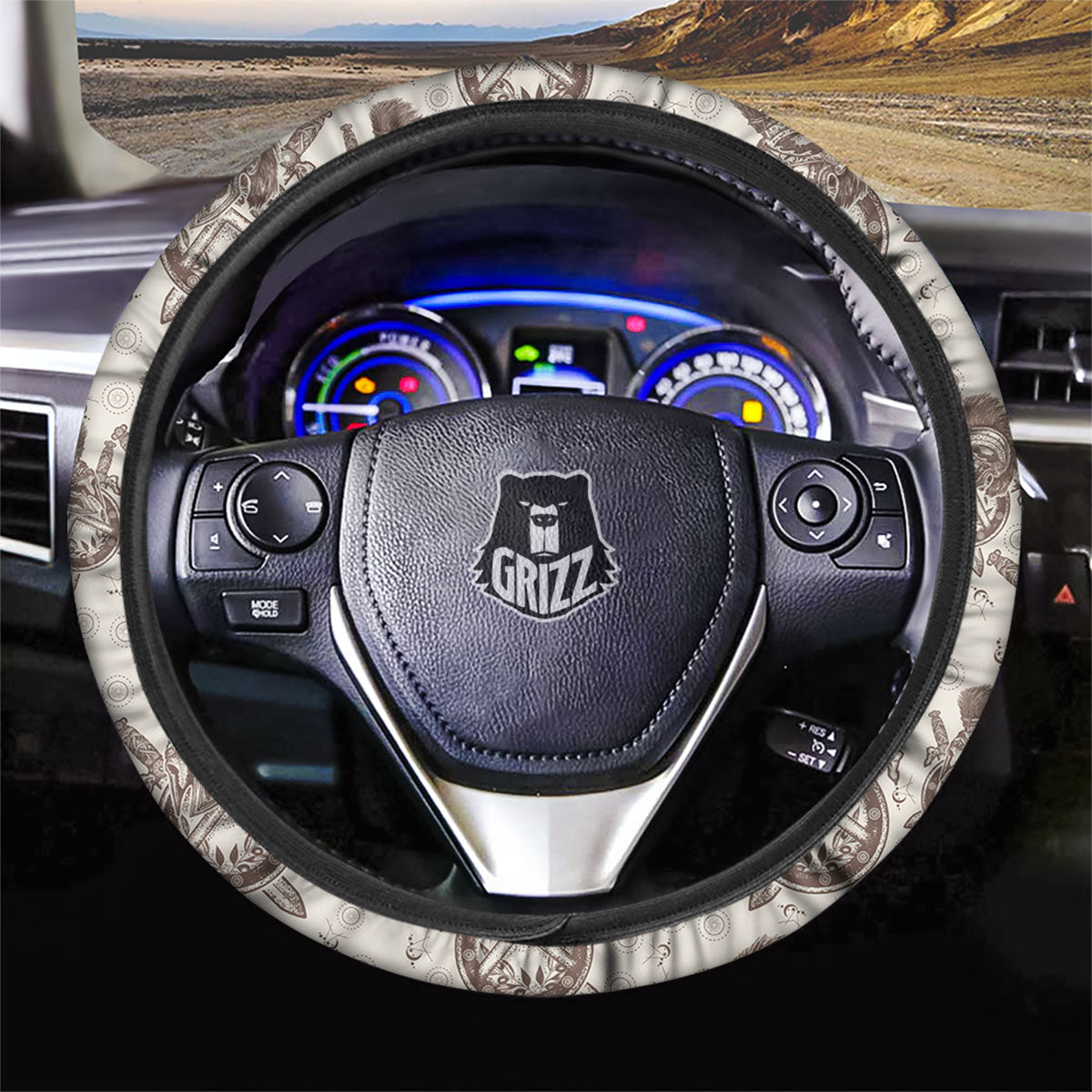 Helmet Spartan Warrior Print Pattern Car Steering Wheel Cover-grizzshop
