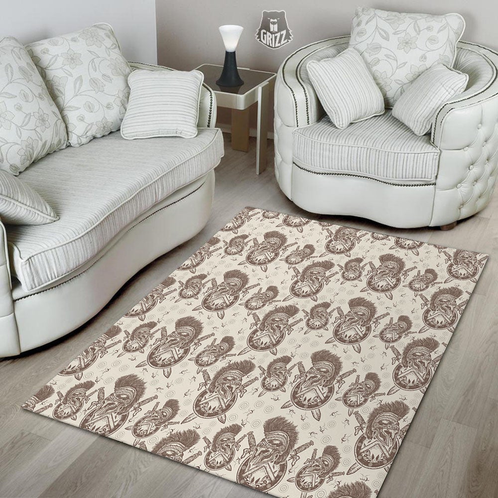 Helmet Spartan Warrior Print Pattern Floor Mat-grizzshop