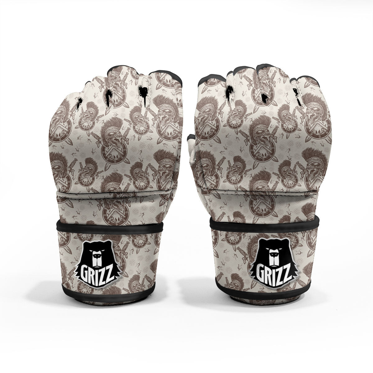 Helmet Spartan Warrior Print Pattern MMA Gloves-grizzshop