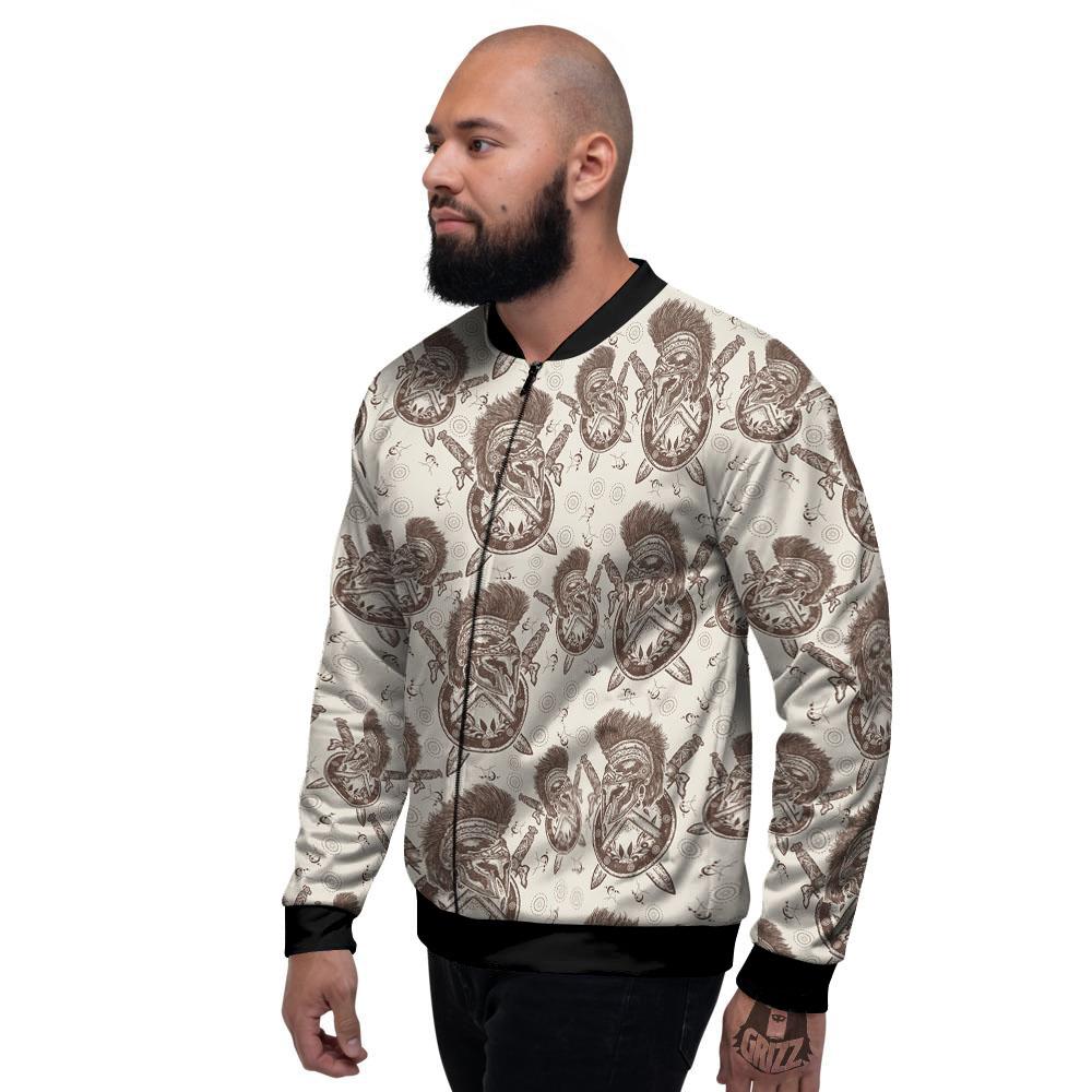 Helmet Spartan Warrior Print Pattern Men's Bomber Jacket-grizzshop