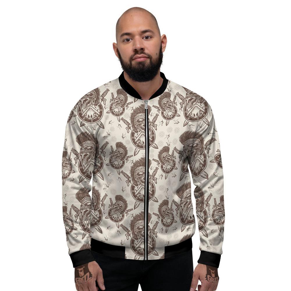 Helmet Spartan Warrior Print Pattern Men's Bomber Jacket-grizzshop