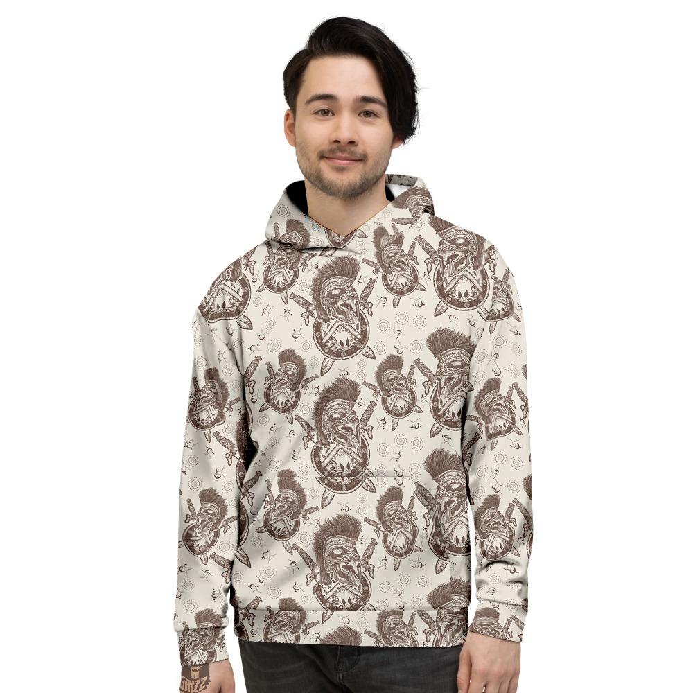 Helmet Spartan Warrior Print Pattern Men's Hoodie-grizzshop