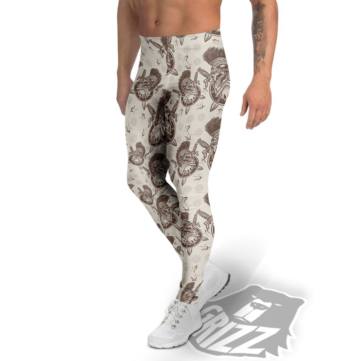 Helmet Spartan Warrior Print Pattern Men's Leggings-grizzshop